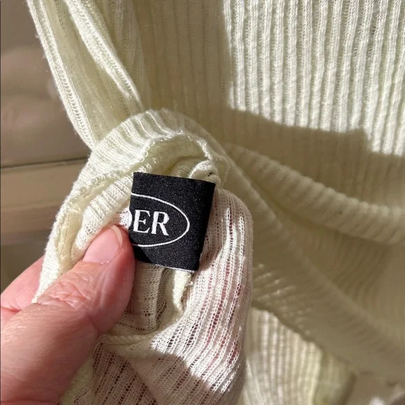 Cider Light Cream Ribbed Button-Down Shirt - Picture 7 of 9